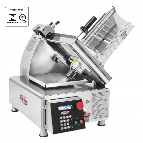 Cortador de Frios Automático Lâmina 330mm em Aço Inoxidável com Parada de Corte BERMAR BM 119 NR PF