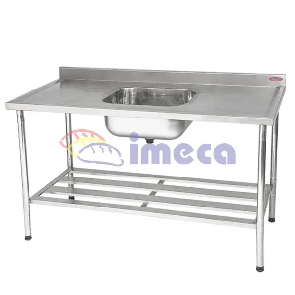 Mesa 1,50x0,70 INox 304 com 01 cuba 50x40x25 com grade inferior desmontável - 6812 IMECA